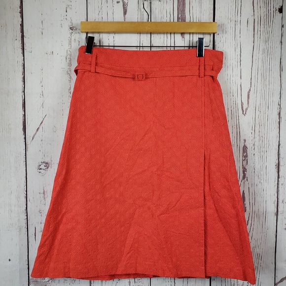 Express Design Studio A Line Skirt Womens Size 10 Eyelet Knee Length Orange - Picture 2 of 9